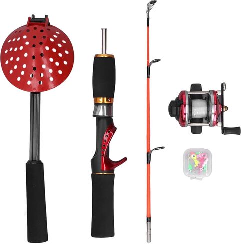 Focket Ice Fishing Rod Reel Combo, 22in Fast Action Composite Material Ice Fishing Equipment, Gear with Prespooled Line and Hook Storage Box for Winter in Saudi Arabia