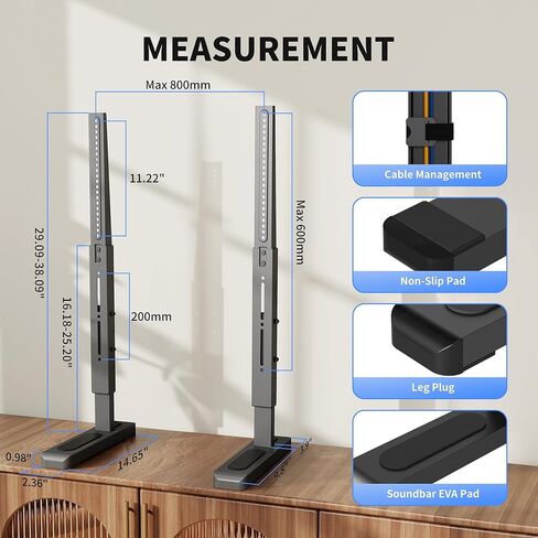 XINLEI Large TV Stand Table Top for Most 24 to 86 Inch Flat/Curved TVs Heavy Duty TV Leg, Support 150 lbs, Max VESA 800x600mm, for Living Room ML3286 in Saudi Arabia