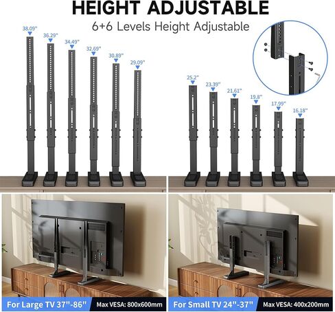 XINLEI Large TV Stand Table Top for Most 24 to 86 Inch Flat/Curved TVs Heavy Duty TV Leg, Support 150 lbs, Max VESA 800x600mm, for Living Room ML3286 in Saudi Arabia