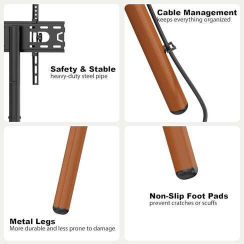 Tripod Easel TV Stand for 23-65 Inch TVs, Floor TV Stand with 2 Shelves and Cable Management for Bedroom/Living Room, Holds up to 80 lbs Adjustable Height Max VESA 400x400mm, Artistic Black Walnut in Saudi Arabia