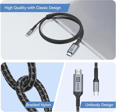 USB C to HDMI Cable for iPhone iPad MacBook Galaxy to TV Projector Monitor, USB-C to HDMI Cord Adapter, Thunderbolt 3 4 5 to HDMI Cable(4K 30Hz, 6.6ft) in Kuwait