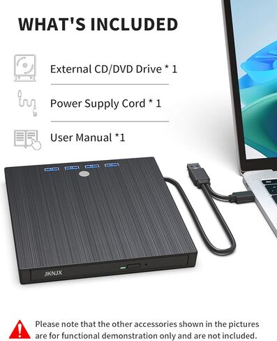 محرك أقراص DVD خارجي، 9 في 1 USB 3.0 وكاتب مشغل أقراص مضغوطة من النوع C مع 4 منافذ USB وفتحتين لبطاقة TF/SD، برنامج تشغيل قرص بصري رفيع جدًا لأجهزة الكمبيوتر المحمول Mac PC Windows Linux OS in Kuwait