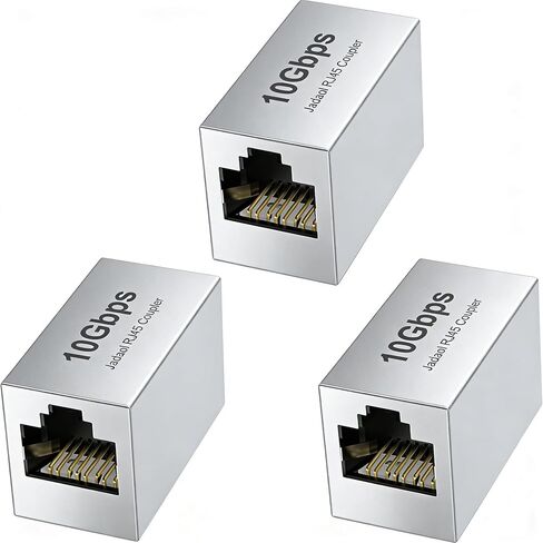 Jadaol [UL مدرج] وصلة RJ45 محمية بسرعة 10 جيجابت في الثانية، اتصالات مطلية بالذهب، موسع إيثرنت مضمن من سبائك الألومنيوم، محول PoE من أنثى إلى أنثى لكابلات Cat8/Cat7/Cat6a/Cat6، 3 حزم باللون الأسود in Kuwait