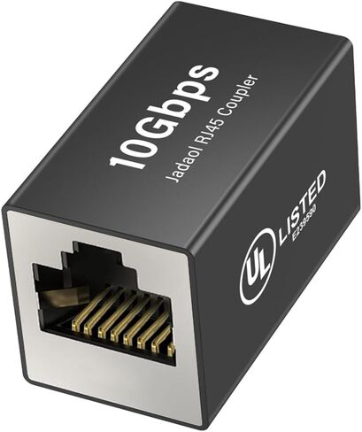 Jadaol [UL Listed] RJ45 Coupler 10Gbps Shielded, Gold-Plated Contacts, Aluminum Alloy Inline Ethernet Extender, PoE Supported Female-to-Female Adapter for Cat8/Cat7/Cat6a/Cat6 Cables, 3-Pack Black in Saudi Arabia