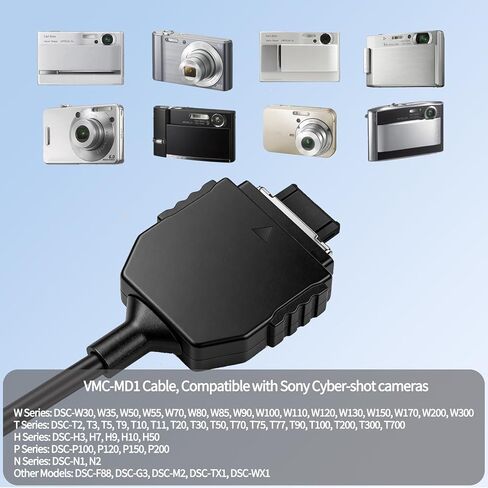 كابل بيانات USB VMC-MD1، متوافق مع كاميرات Sony Cyber-Shot DSC (سلسلة W T H P N)، T9 T30 T10 T100 W50 T5 T50 N2 W30 W35 W55 W70 W80 W85 H3 H7 H9 H10 H50 P100 P120 P150 P200 N1 N2 1.5 متر in Kuwait