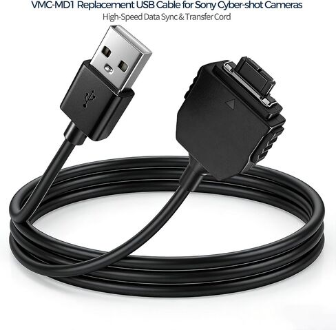 كابل بيانات USB VMC-MD1، متوافق مع كاميرات Sony Cyber-Shot DSC (سلسلة W T H P N)، T9 T30 T10 T100 W50 T5 T50 N2 W30 W35 W55 W70 W80 W85 H3 H7 H9 H10 H50 P100 P120 P150 P200 N1 N2 1.5 متر in Kuwait