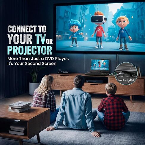 مشغل DVD محمول مع شاشة دوارة 15.4 بوصة، بطارية قابلة لإعادة الشحن، جهاز تحكم عن بعد، مشغل DVD للسيارة مع مكبرات صوت مزدوجة، مشغل DVD محمول للأطفال، يدعم CD/DVD/بطاقة SD/USB، يتضمن حقيبة تخزين in Kuwait