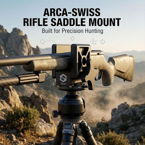 CS-01 Arca-Swiss Rifle Saddle Mount للصيد ثلاثي الأرجل - مشبك بندقية ألومنيوم CNC مع قاعدة Arca مدمجة، مسند ثلاثي الأرجل قابل للتعديل للرماية والصيد الدقيق in Kuwait