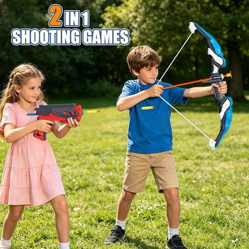 Doloowee Kids Bow and Arrow Set,Archery Toy Set with Light-up LED,10 Suction Cup Arrows,Foam Dart Shooting Toy,Target and Quiver,Indoor & Outdoor Toys Gifts for 3 4 5 6 7 8-12 Years Old Boys Girl in Saudi Arabia