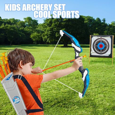 Doloowee Kids Bow and Arrow Set,Archery Toy Set with Light-up LED,10 Suction Cup Arrows,Foam Dart Shooting Toy,Target and Quiver,Indoor & Outdoor Toys Gifts for 3 4 5 6 7 8-12 Years Old Boys Girl in Saudi Arabia