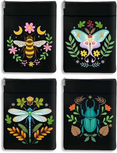 Book Sleeve Books Protector Pouch with Zipper & Front Pocket Washable Celestial Cat Art, Boho Moon Witchy Book Lovers Gifts, Gifts for Cat Lovers, Daughter Mom Reader Teacher Student Birthday, 4pcs in Saudi Arabia
