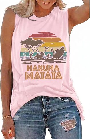 T&Twenties Tank Top for Women,Hakuna Matata Letter Printed Top Tees Funny Inspirational Casual Graphic Tops in Saudi Arabia