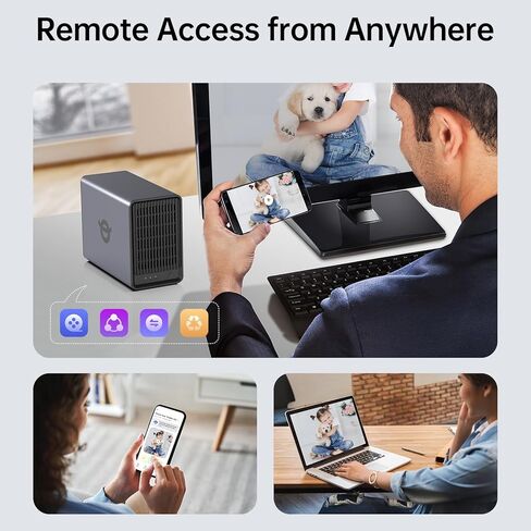 Yxk Zero1 2-Bay Desktop NAS، وحدة تخزين NAS منزلية صامتة للمبتدئين، 2.5 جيجا بايت، سعة قصوى 60 تيرابايت (بدون قرص)، أمان خاص ووصول عن بعد، ذاكرة وصول عشوائي 4 جيجا بايت، 4K HDMI، وحدة تخزين متصلة بالشبكة in Saudi Arabia