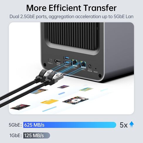 Yxk Zero1 Pro 4-Bay Desktop NAS, Intel N100 Quad-Core CPU, Enthusiasts NAS Storage for Different OS, 8GB RAM, Remote Access, 2 * 2.5GbE, 4K HDMI, Network Attached Storage (Diskless) in Saudi Arabia
