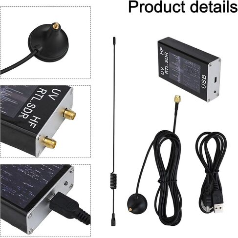 موالف راديو USB محدد بالبرمجيات 100 كيلو هرتز - 1.7 جيجا هرتز RTL2832U R820T2، غلاف من الألومنيوم HF VHF UHF الماسح الضوئي لراديو الهواة تحليل كشف إشارة GPS وفاكس الطقس in Kuwait
