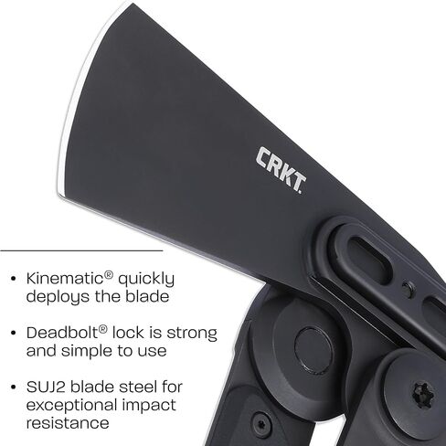 CRKT Provoke X Compact Black Folding Axe with Deadbolt Lock: SUJ2 Steel Plain Edge Blade, Stainless Steel Handle, 4141KX in Saudi Arabia