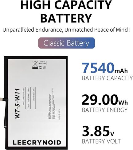 WT-S-W11 Replacement Battery for Samsung Galaxy Tab A9+ 11" (SM-X210/X215/X216/X218U) — 3.85V, 7540mAh, 29Wh, 0-Cycle Lithium Battery with Repair Kit in Saudi Arabia