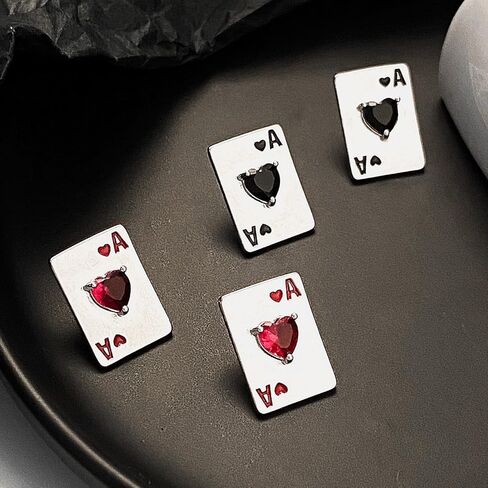 coadipress 3 Pcs Rhinestone Ace of Spades Necklace Earrings Bracelet For Women Men Cute Rhinestone Poker Stud Earrings Braided Leather Cool Bracelet Poker Jewerly Set in Saudi Arabia