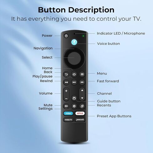 Replacement Remote for Fire Smart TV, Compatible with Insignia Toshiba TCL Hisense Fire Smart TV, Simple Setup, Voice Control, 1-Year Warranty - Not for Roku OS in Saudi Arabia