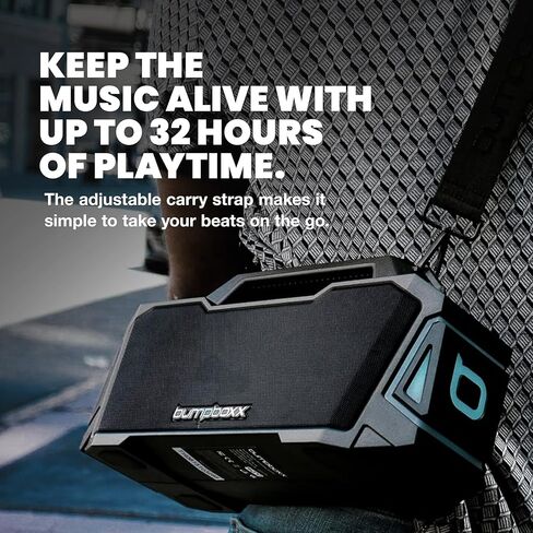 Bumpboxx Bluetooth Retro Boombox Thump, Up to 32-Hour Play Time, Rechargeable Battery, TWS Pairing, IPX6 Water Resistant Boombox with Powerful Bass, USB Port & Adjustable Strap, Un-Mellow Yellow in Saudi Arabia