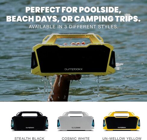 Bumpboxx Bluetooth Retro Boombox Thump, Up to 32-Hour Play Time, Rechargeable Battery, TWS Pairing, IPX6 Water Resistant Boombox with Powerful Bass, USB Port & Adjustable Strap, Un-Mellow Yellow in Saudi Arabia
