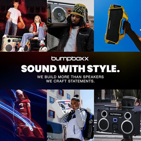 Bumpboxx Bluetooth Retro Boombox Thump, Up to 32-Hour Play Time, Rechargeable Battery, TWS Pairing, IPX6 Water Resistant Boombox with Powerful Bass, USB Port & Adjustable Strap, Un-Mellow Yellow in Saudi Arabia