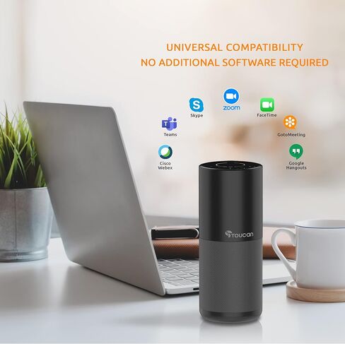 مكبر صوت للمؤتمرات TOUCAN S100، التقاط صوت 360 درجة، مكبر صوت لاسلكي وUSB مع تقليل الضوضاء بالذكاء الاصطناعي، التوصيل والتشغيل للتكبير والفرق واجتماعات المكتب المنزلي in Kuwait