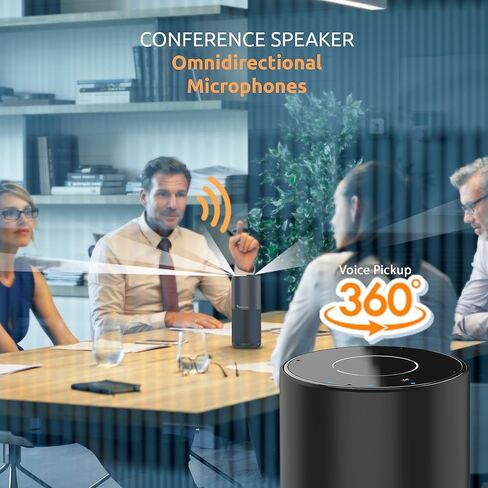 مكبر صوت للمؤتمرات TOUCAN S100، التقاط صوت 360 درجة، مكبر صوت لاسلكي وUSB مع تقليل الضوضاء بالذكاء الاصطناعي، التوصيل والتشغيل للتكبير والفرق واجتماعات المكتب المنزلي in Kuwait