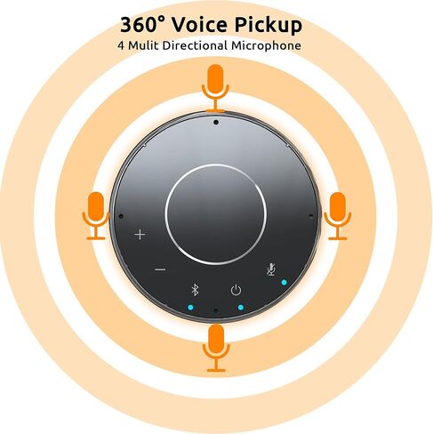مكبر صوت للمؤتمرات TOUCAN S100، التقاط صوت 360 درجة، مكبر صوت لاسلكي وUSB مع تقليل الضوضاء بالذكاء الاصطناعي، التوصيل والتشغيل للتكبير والفرق واجتماعات المكتب المنزلي in Kuwait