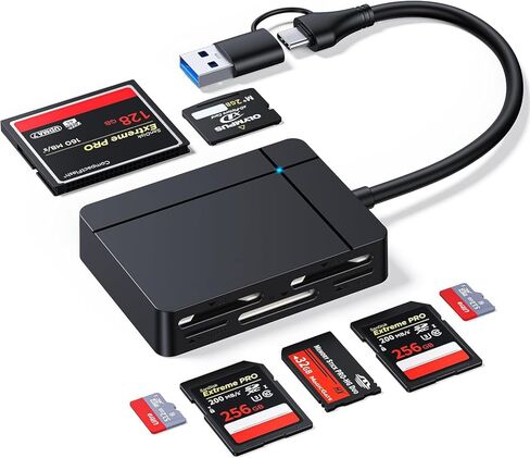 USB C USB3.0 قارئ بطاقات متعدد متعدد، XD/SD/TF/CF/Micro SD/MS 7 في 2 قارئ بطاقة ذاكرة سريع 5 جيجابت في الثانية/كاتب/محور لـ SD SDXC SDHC CF CFI TF Micro SD Micro SDXC Micro SDHC MS MMC، Windows/Linux/Mac OS in Kuwait
