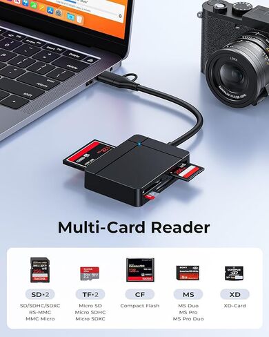 USB C USB3.0 قارئ بطاقات متعدد متعدد، XD/SD/TF/CF/Micro SD/MS 7 في 2 قارئ بطاقة ذاكرة سريع 5 جيجابت في الثانية/كاتب/محور لـ SD SDXC SDHC CF CFI TF Micro SD Micro SDXC Micro SDHC MS MMC، Windows/Linux/Mac OS in Kuwait