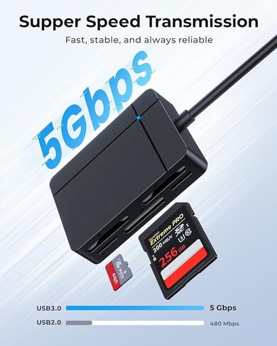 USB C USB3.0 قارئ بطاقات متعدد متعدد، XD/SD/TF/CF/Micro SD/MS 7 في 2 قارئ بطاقة ذاكرة سريع 5 جيجابت في الثانية/كاتب/محور لـ SD SDXC SDHC CF CFI TF Micro SD Micro SDXC Micro SDHC MS MMC، Windows/Linux/Mac OS in Kuwait