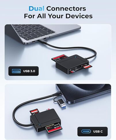 USB C USB3.0 قارئ بطاقات متعدد متعدد، XD/SD/TF/CF/Micro SD/MS 7 في 2 قارئ بطاقة ذاكرة سريع 5 جيجابت في الثانية/كاتب/محور لـ SD SDXC SDHC CF CFI TF Micro SD Micro SDXC Micro SDHC MS MMC، Windows/Linux/Mac OS in Kuwait