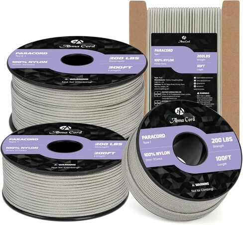 Abma Cord 2mm Paracord 100ft Nylon Rope 3 Strands Type I Cord for DIY, Camping, Outdoor - Max. 200lbs - Black in Saudi Arabia