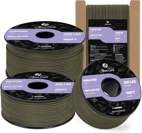 Abma Cord 2mm Paracord 100ft Nylon Rope 3 Strands Type I Cord for DIY, Camping, Outdoor - Max. 200lbs - Black in Saudi Arabia