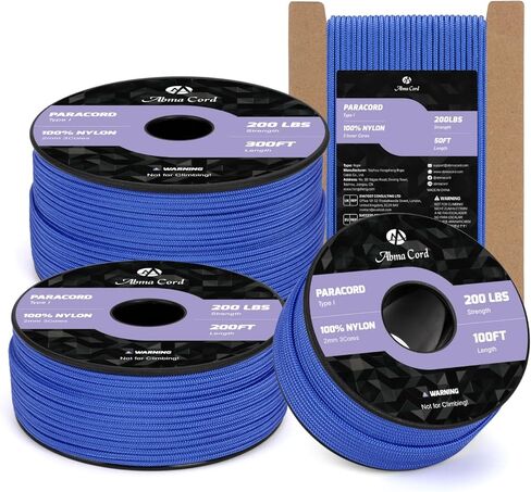 Abma Cord 2mm Paracord 100ft Nylon Rope 3 Strands Type I Cord for DIY, Camping, Outdoor - Max. 200lbs - Black in Saudi Arabia