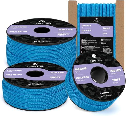 Abma Cord 2mm Paracord 100ft Nylon Rope 3 Strands Type I Cord for DIY, Camping, Outdoor - Max. 200lbs - Black in Saudi Arabia