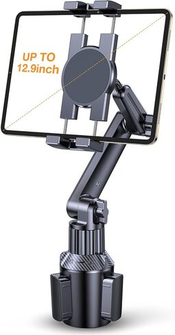 Coolpow Cup Holder Tablet Holder for Car【15" Height Adjustable】 Car Cup Holder ipad Car Mount for Truck Stand Car Tablet Holder Multi Angle Car Mount for All 4.7"-13" Apple iPad Samsung Galaxy Tab in Saudi Arabia