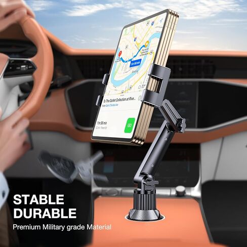 Coolpow Cup Holder Tablet Holder for Car【15" Height Adjustable】 Car Cup Holder ipad Car Mount for Truck Stand Car Tablet Holder Multi Angle Car Mount for All 4.7"-13" Apple iPad Samsung Galaxy Tab in Saudi Arabia