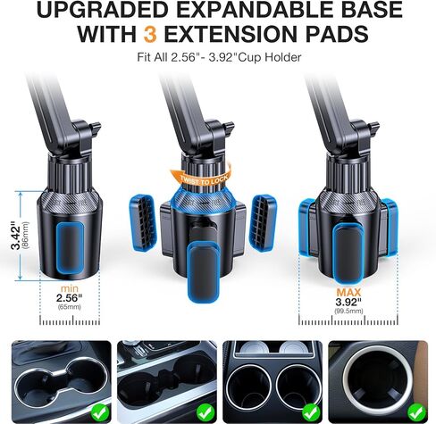 Coolpow Cup Holder Tablet Holder for Car【15" Height Adjustable】 Car Cup Holder ipad Car Mount for Truck Stand Car Tablet Holder Multi Angle Car Mount for All 4.7"-13" Apple iPad Samsung Galaxy Tab in Saudi Arabia
