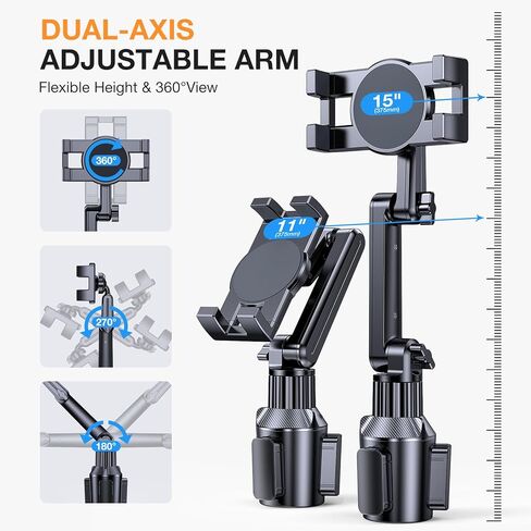 Coolpow Cup Holder Tablet Holder for Car【15" Height Adjustable】 Car Cup Holder ipad Car Mount for Truck Stand Car Tablet Holder Multi Angle Car Mount for All 4.7"-13" Apple iPad Samsung Galaxy Tab in Saudi Arabia
