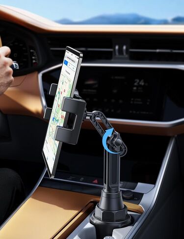Lamicall Car Cup Tablet Holder - [15" Height Adjustable][ Fast Setup] Cup Holder Phone Holders, Multi Angle Car Mounts as Gifts for 5.2-13" iPad Pro 2025, Air, Mini, iPhone 17e, Car Accessories in Saudi Arabia