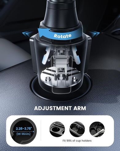 Lamicall Car Cup Tablet Holder - [15" Height Adjustable][ Fast Setup] Cup Holder Phone Holders, Multi Angle Car Mounts as Gifts for 5.2-13" iPad Pro 2025, Air, Mini, iPhone 17e, Car Accessories in Saudi Arabia