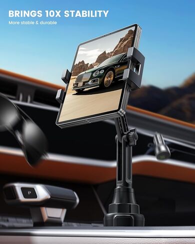 Lamicall Car Cup Tablet Holder - [15" Height Adjustable][ Fast Setup] Cup Holder Phone Holders, Multi Angle Car Mounts as Gifts for 5.2-13" iPad Pro 2025, Air, Mini, iPhone 17e, Car Accessories in Saudi Arabia