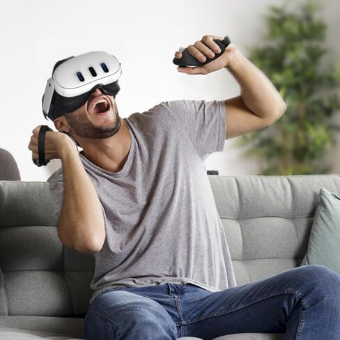 Controller Grips Compatible with Meta Quest 3S Oculus Quest 3 Controllers Straps Knuckle Hand Strap with Battery Opening Covers with Thumbsticks Covers Black, Batteries Not Included in Saudi Arabia