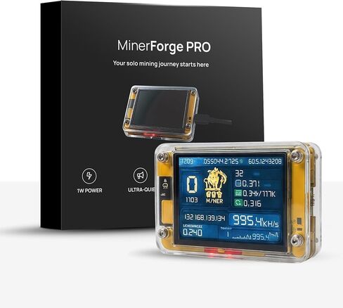 Miner Forge PRO 2.0 Solo Bitcoin Lottery Miner, USB-C BTC Solo Miner with 2.8 Inch LCD Display, ESP32 Chip, Wi-Fi, 144 Daily Mining Attempts, Plug and Play Bitcoin Mining Machine for Home Use in Saudi Arabia