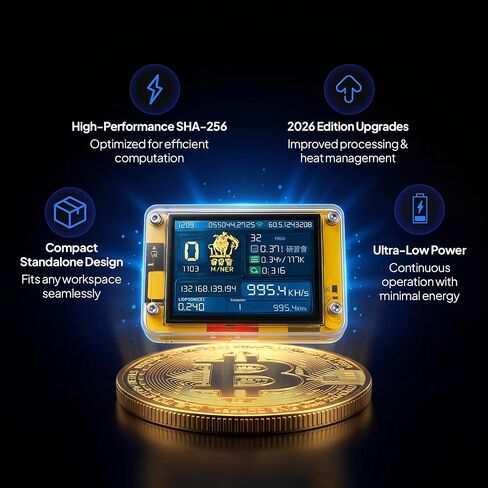 Miner Forge PRO 2.0 Solo Bitcoin Lottery Miner, USB-C BTC Solo Miner with 2.8 Inch LCD Display, ESP32 Chip, Wi-Fi, 144 Daily Mining Attempts, Plug and Play Bitcoin Mining Machine for Home Use in Saudi Arabia