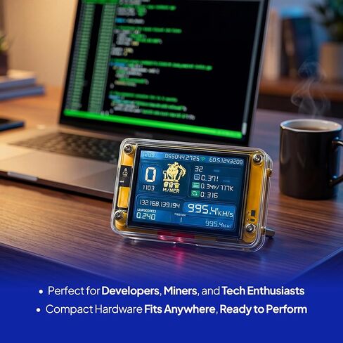 Miner Forge PRO 2.0 Solo Bitcoin Lottery Miner, USB-C BTC Solo Miner with 2.8 Inch LCD Display, ESP32 Chip, Wi-Fi, 144 Daily Mining Attempts, Plug and Play Bitcoin Mining Machine for Home Use in Saudi Arabia