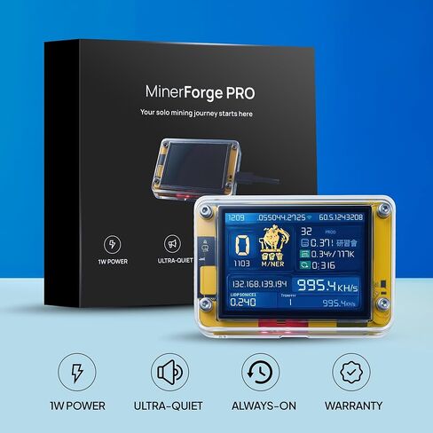 Miner Forge PRO 2.0 Solo Bitcoin Lottery Miner, USB-C BTC Solo Miner with 2.8 Inch LCD Display, ESP32 Chip, Wi-Fi, 144 Daily Mining Attempts, Plug and Play Bitcoin Mining Machine for Home Use in Saudi Arabia