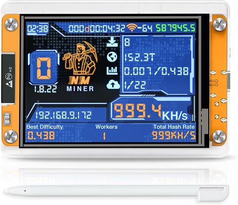 Bitcoin Miner BTC V2 NMMiner - عامل تعدين التشفير لـ ESP32 2.8 بوصة لوحة تطوير العرض الذكية، 1010 H/s Hashrate، جهاز تعدين Bitcoin Solo Lucky Miner للاستخدام التعليمي - أصفر in Kuwait